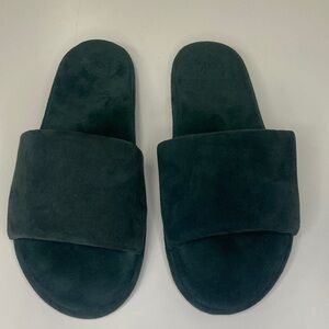 Beek Green Suede Slide Sandals